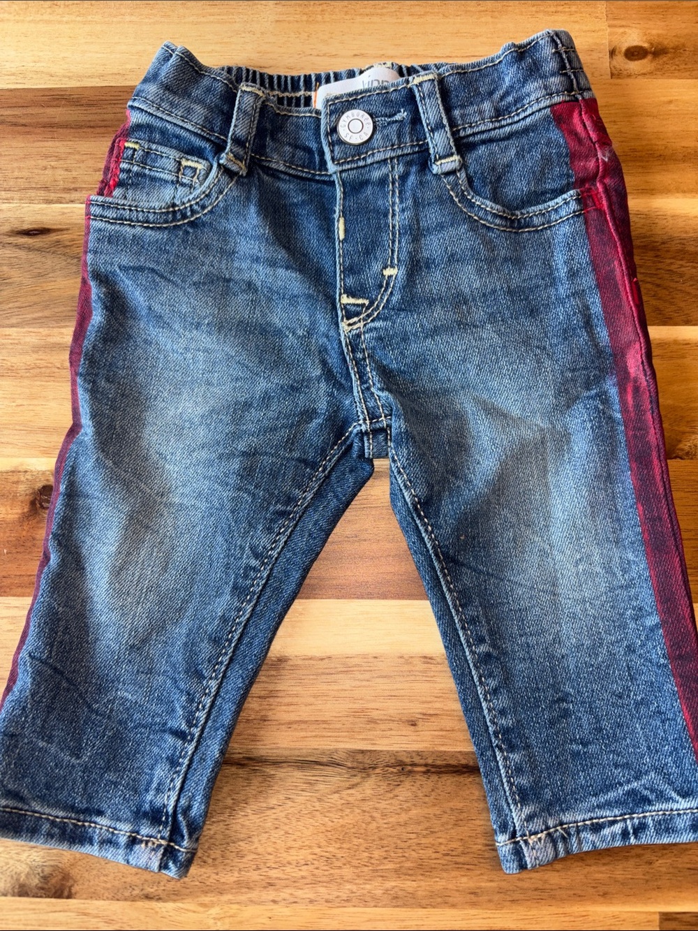 Gymboree 3-6 months baby Blue Denim Jeans with Red Side Stripe
